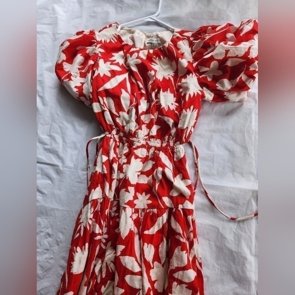 Moon River Women's Side tie, Cut-out Floral Print Tiered Shirred Dress. … - Picture 13 of 16